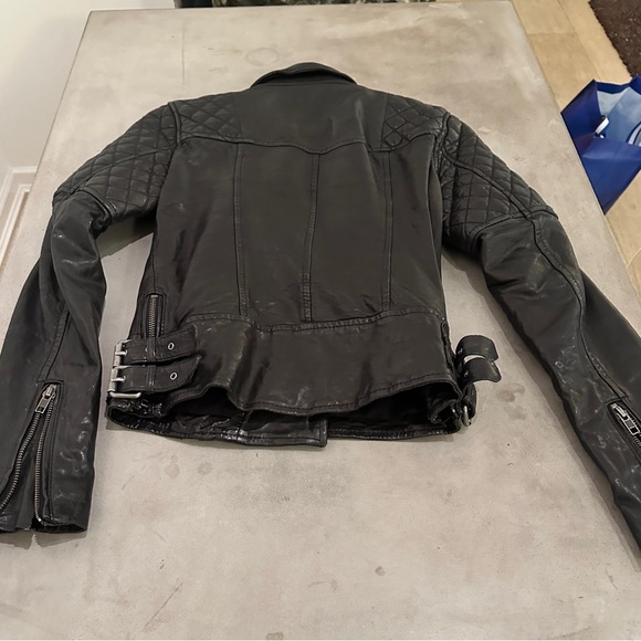 All Saints Black Leather Walker Jacket - Picture 8 of 9